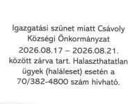 Igazgatási szünet 08.17-21.